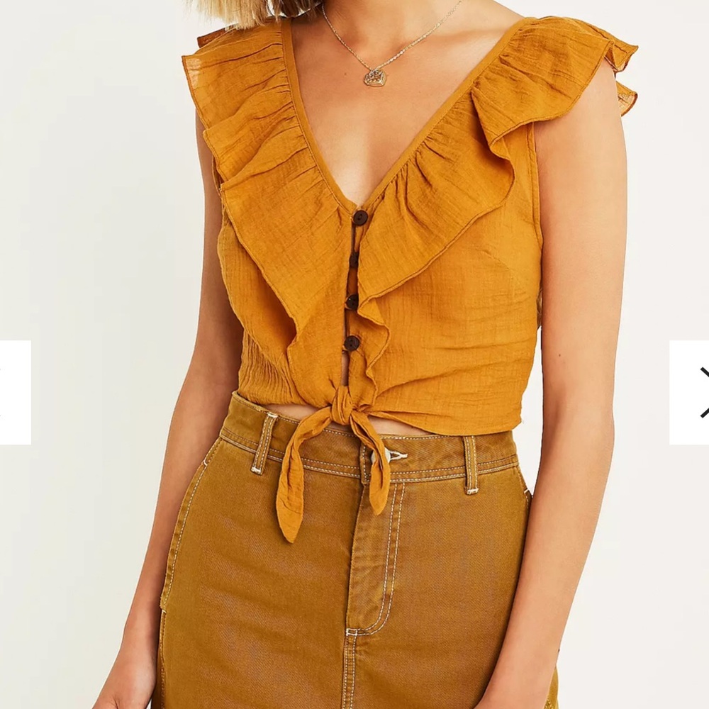 Urban Outfitters Mustard Button-Up Blouse